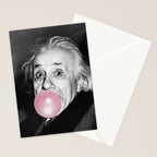 Satirical Bubble Gum Albert Einstein humour photography photograph blowing bubble gum bubble poster Stationery Card Gallery Image 2