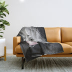 Satirical Bubble Gum Albert Einstein humour photography photograph blowing bubble gum bubble poster Throw Blanket Gallery Image 1