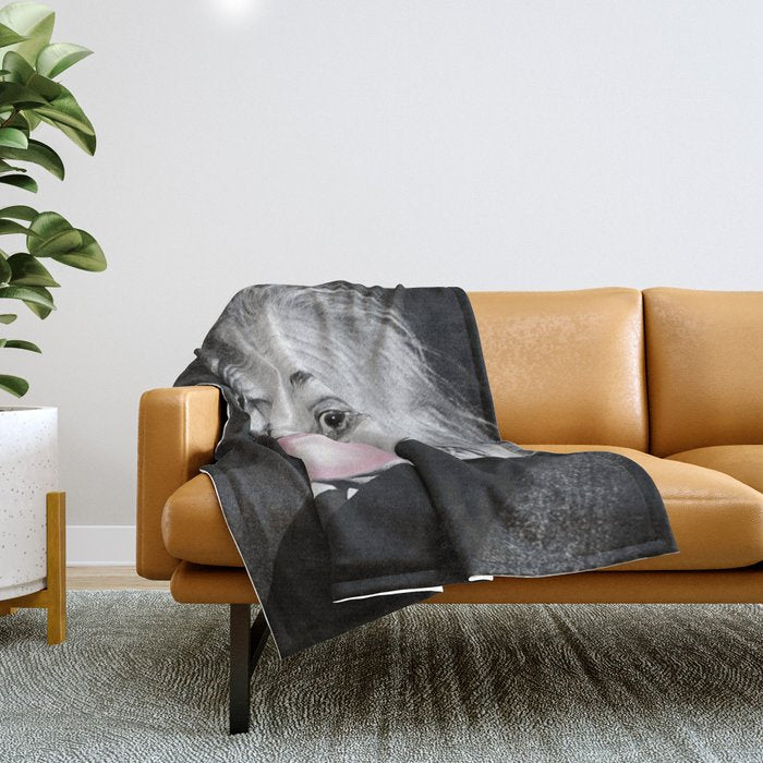 Satirical Bubble Gum Albert Einstein humour photography photograph blowing bubble gum bubble poster Throw Blanket Gallery Image 1