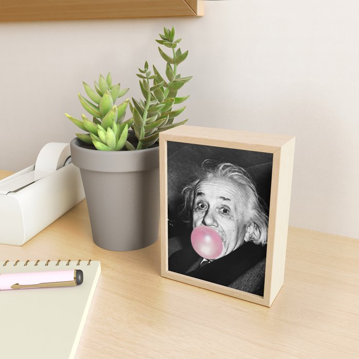 Satirical Bubble Gum Albert Einstein humour photography photograph blowing bubble gum bubble poster Mini Art Print Gallery Image 2