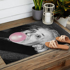 Satirical Bubble Gum Albert Einstein humour photography photograph blowing bubble gum bubble poster Outdoor Rug Gallery Image 2
