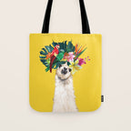 Aloha Hawaiian Llama in Yellow Tote Bag Gallery Image 1