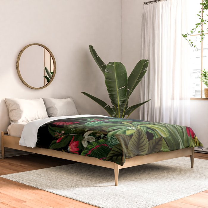 Midnight Vintage Exotic Flower And Birds Garden Jungle Comforter Gallery Image 2