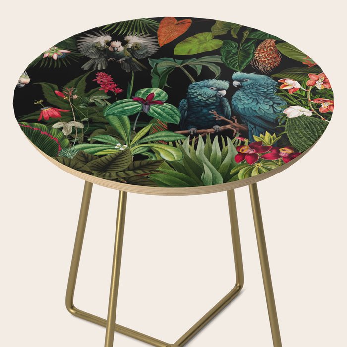Midnight Vintage Exotic Flower And Birds Garden Jungle Side Table Gallery Image 2