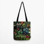 Midnight Vintage Exotic Flower And Birds Garden Jungle Tote Bag Gallery Image 2