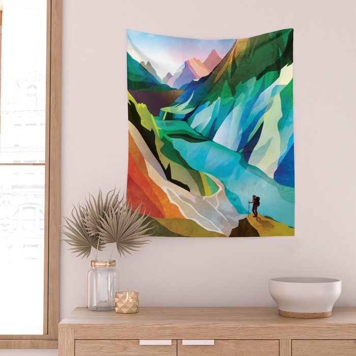 Hiking girl Wall Tapestry Gallery Image 2