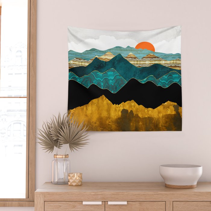 Turquoise Vista Wall Tapestry Gallery Image 2