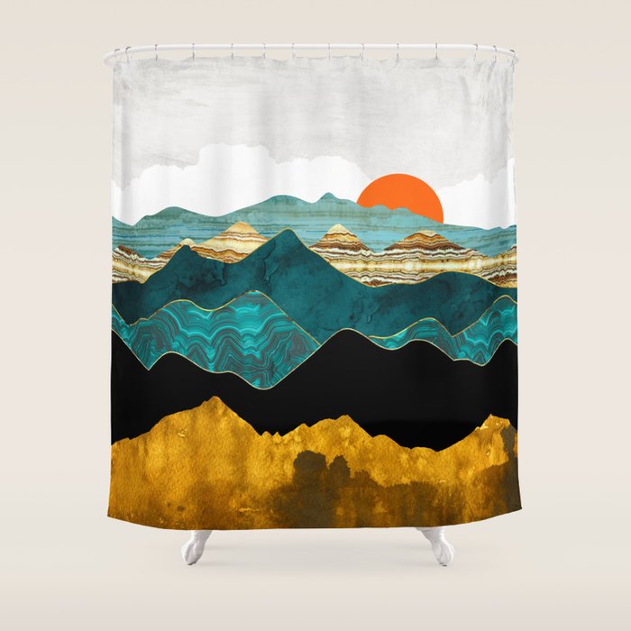 Turquoise Vista Shower Curtain Gallery Image 1