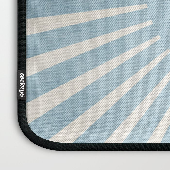 Minimalist Light Blue White Sunburst Laptop Sleeve Gallery Image 3