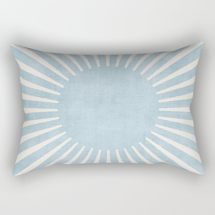 Minimalist Light Blue White Sunburst Rectangular Pillow Gallery Image 1