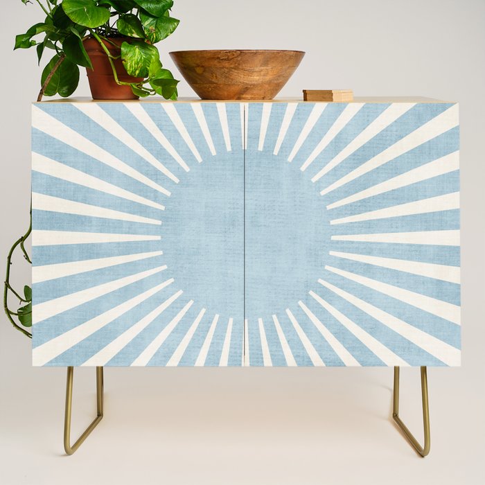 Minimalist Light Blue White Sunburst Credenza Gallery Image 1