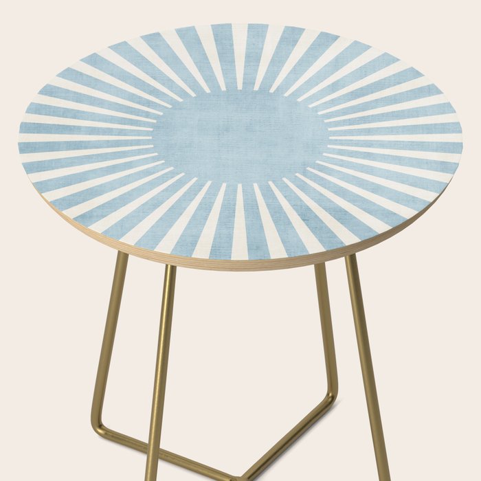 Minimalist Light Blue White Sunburst Side Table Gallery Image 2