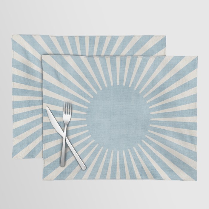 Minimalist Light Blue White Sunburst Placemat Gallery Image 1