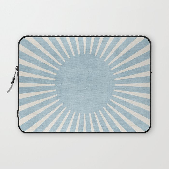 Minimalist Light Blue White Sunburst Laptop Sleeve Gallery Image 1
