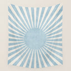Minimalist Light Blue White Sunburst Wall Tapestry Gallery Image 4