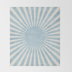 Minimalist Light Blue White Sunburst Throw Blanket Gallery Image 2