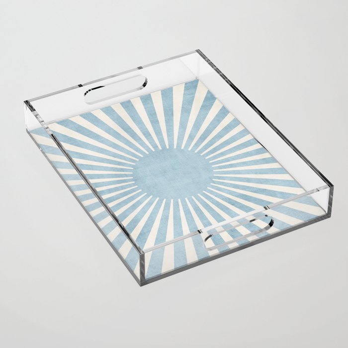 Minimalist Light Blue White Sunburst Acrylic Tray Gallery Image 1