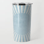 Minimalist Light Blue White Sunburst Travel Mug Gallery Image 1