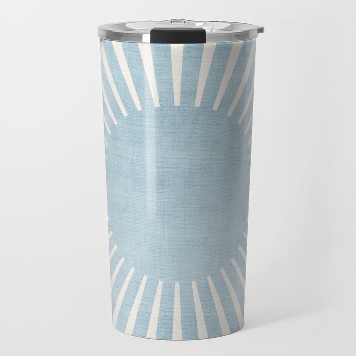 Minimalist Light Blue White Sunburst Travel Mug Gallery Image 1