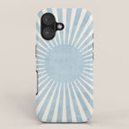 Minimalist Light Blue White Sunburst iPhone Case Gallery Image 1