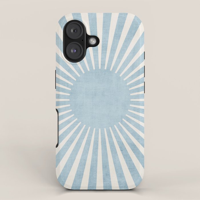 Minimalist Light Blue White Sunburst iPhone Case Gallery Image 1