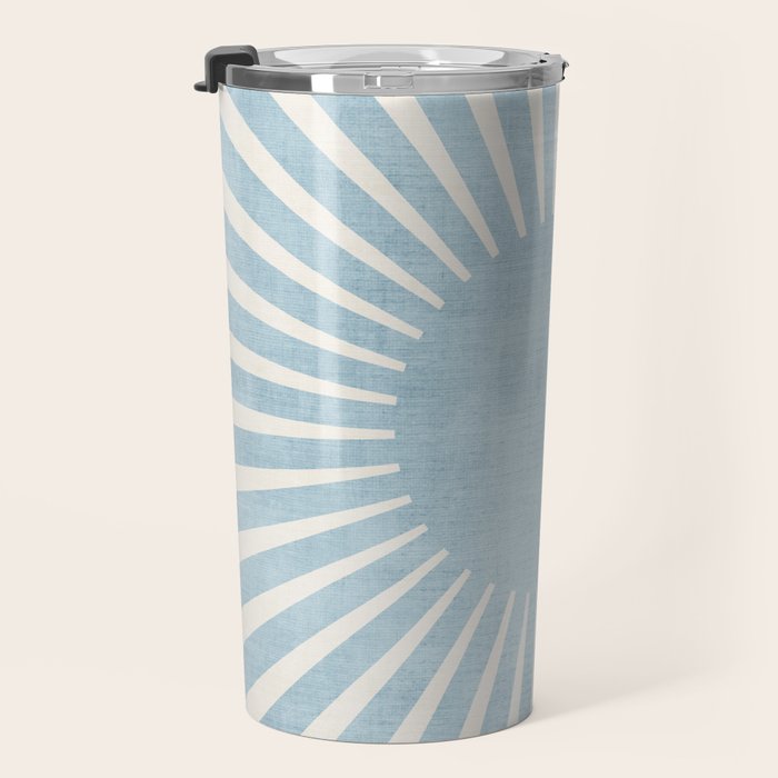 Minimalist Light Blue White Sunburst Travel Mug Gallery Image 3