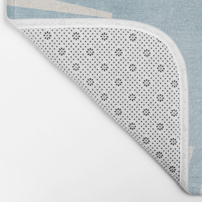 Minimalist Light Blue White Sunburst Bath Mat Gallery Image 2