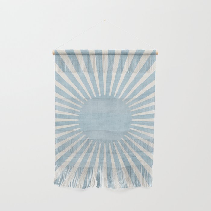 Minimalist Light Blue White Sunburst Wall Hanging Gallery Image 1