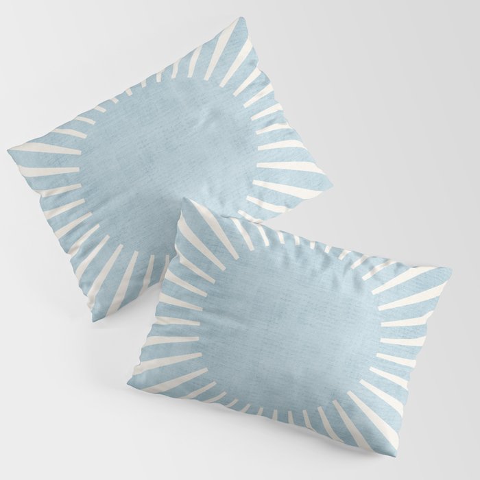 Minimalist Light Blue White Sunburst Pillow Sham Gallery Image 3