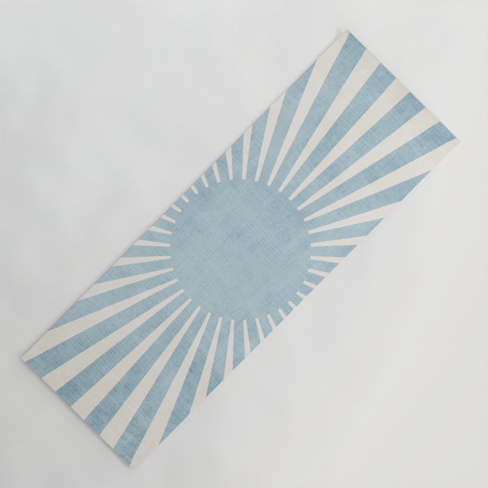 Minimalist Light Blue White Sunburst Yoga Mat
