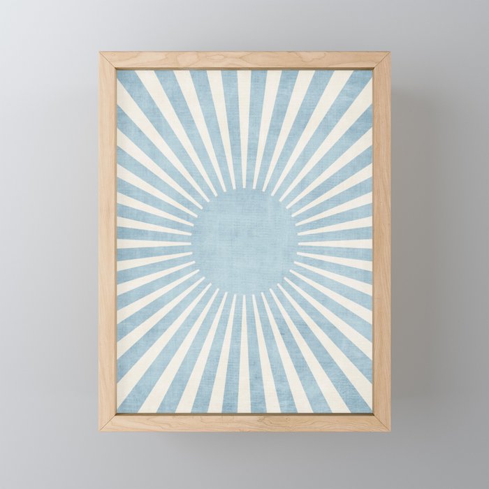 Minimalist Light Blue White Sunburst Mini Art Print Gallery Image 1