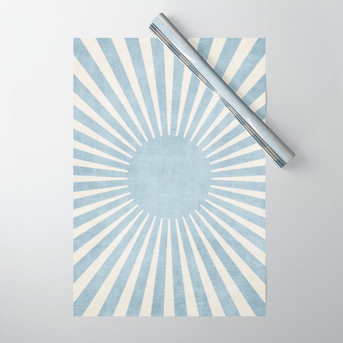 Minimalist Light Blue White Sunburst Wrapping Paper Gallery Image 1