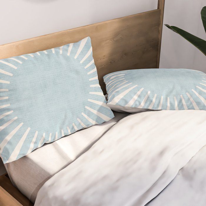 Minimalist Light Blue White Sunburst Pillow Sham Gallery Image 2
