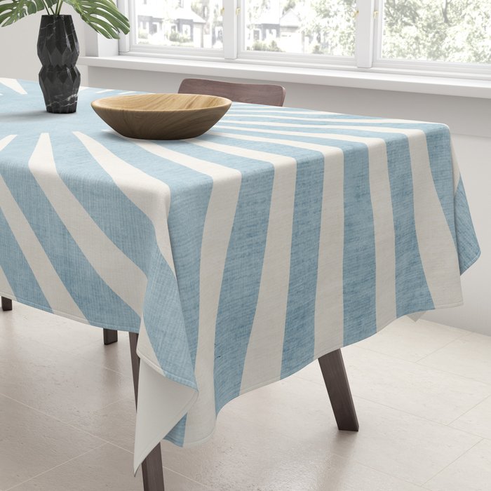Minimalist Light Blue White Sunburst Tablecloth Gallery Image 3