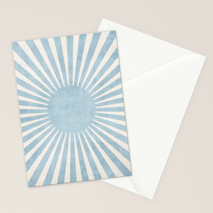 Minimalist Light Blue White Sunburst Stationery Card Gallery Image 2
