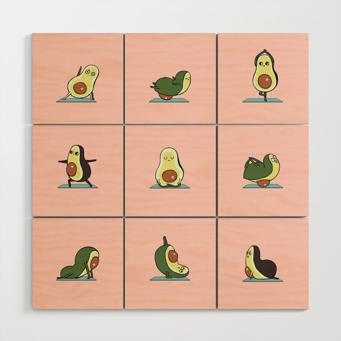Avocado Yoga in Pink Wood Wall Art Gallery Image 1