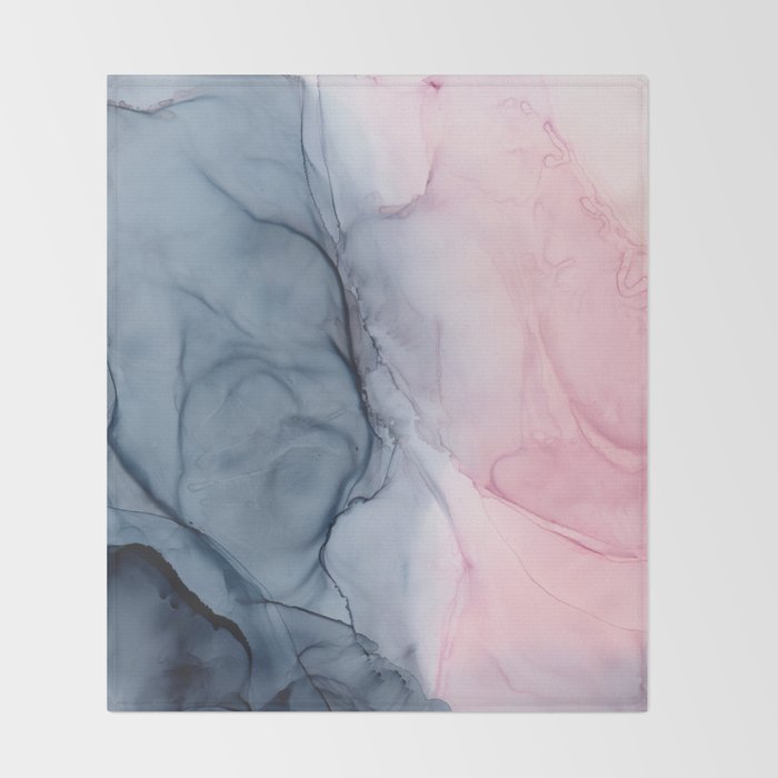 Blush and Payne's Gray Abstract Split Throw Blanket Gallery Image 2
