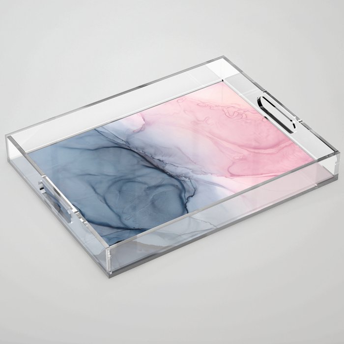 Blush and Payne's Gray Abstract Split Acrylic Tray Gallery Image 1