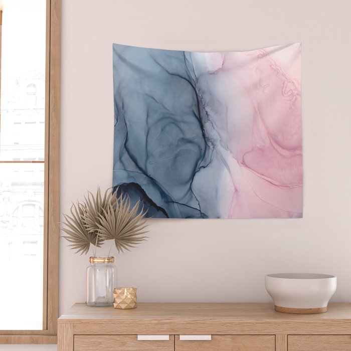 Blush and Payne's Gray Abstract Split Wall Tapestry Gallery Image 2