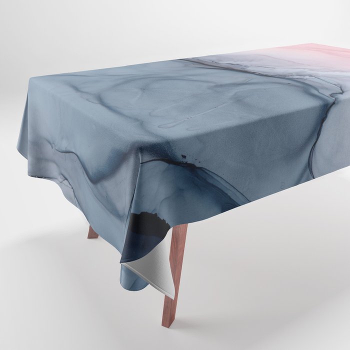 Blush and Payne's Gray Abstract Split Tablecloth Gallery Image 1