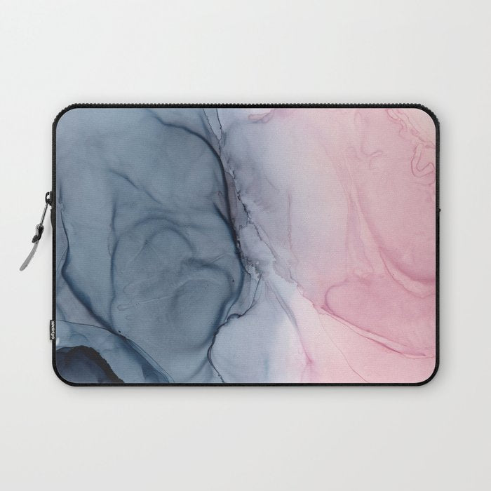 Blush and Payne's Gray Abstract Split Laptop Sleeve Gallery Image 1