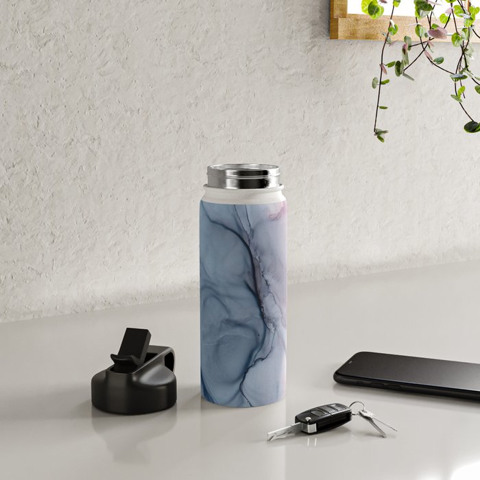 Blush and Payne's Gray Abstract Split Water Bottle Gallery Image 4