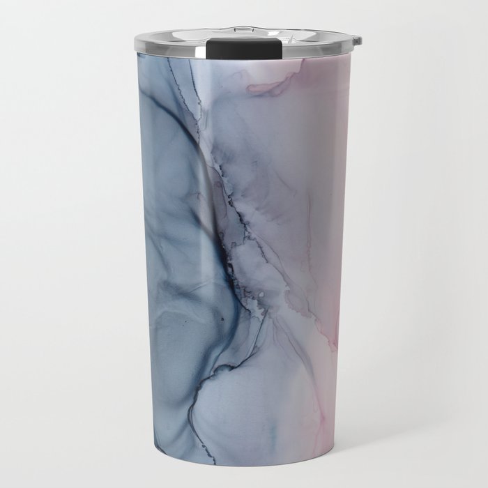 Blush and Payne's Gray Abstract Split Travel Mug Gallery Image 1