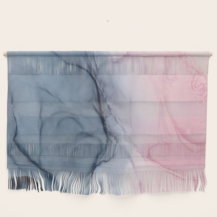 Blush and Payne's Gray Abstract Split Wall Hanging Gallery Image 1