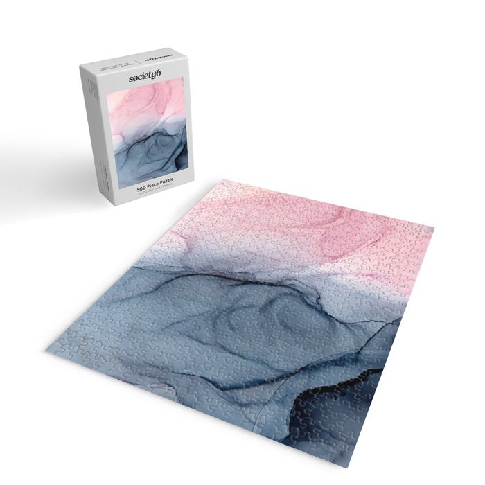 Blush and Payne's Gray Abstract Split Jigsaw Puzzle Gallery Image 2