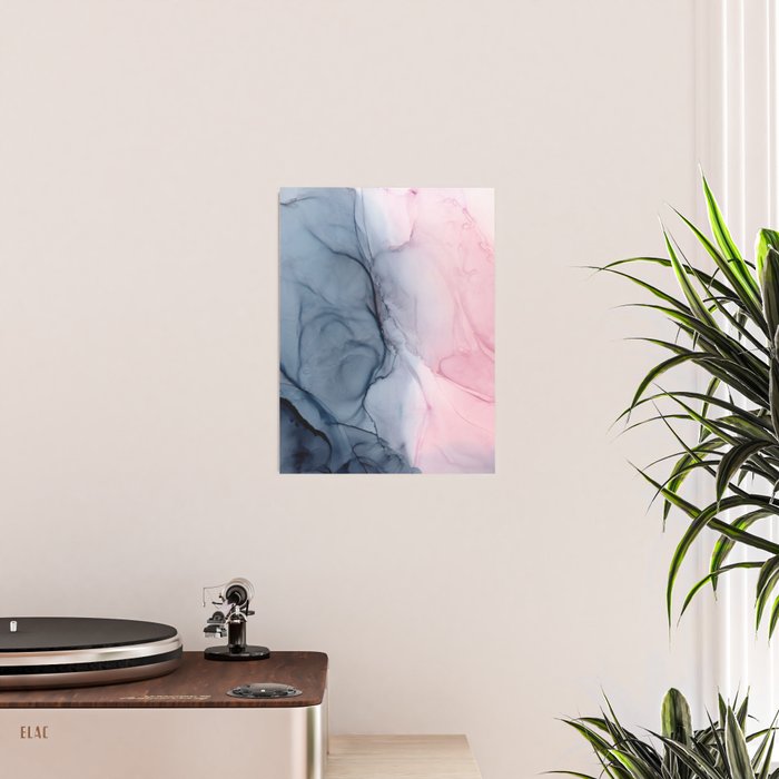 Blush and Payne's Gray Abstract Split Poster Gallery Image 2