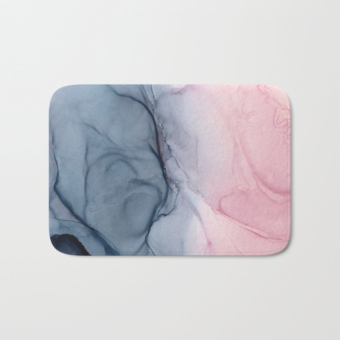 Blush and Payne's Gray Abstract Split Bath Mat Gallery Image 1