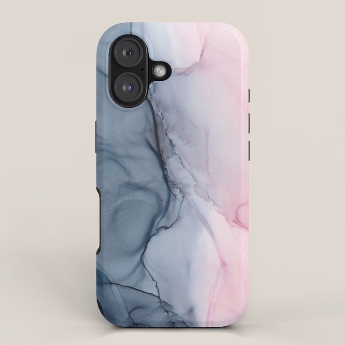 Blush and Payne's Gray Abstract Split iPhone Case Gallery Image 1