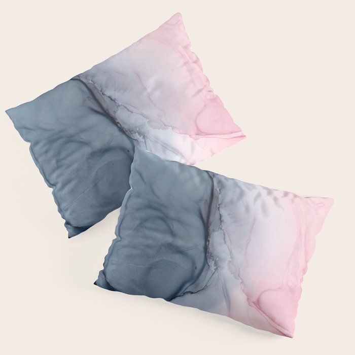 Blush and Payne's Gray Abstract Split Pillow Sham Gallery Image 1