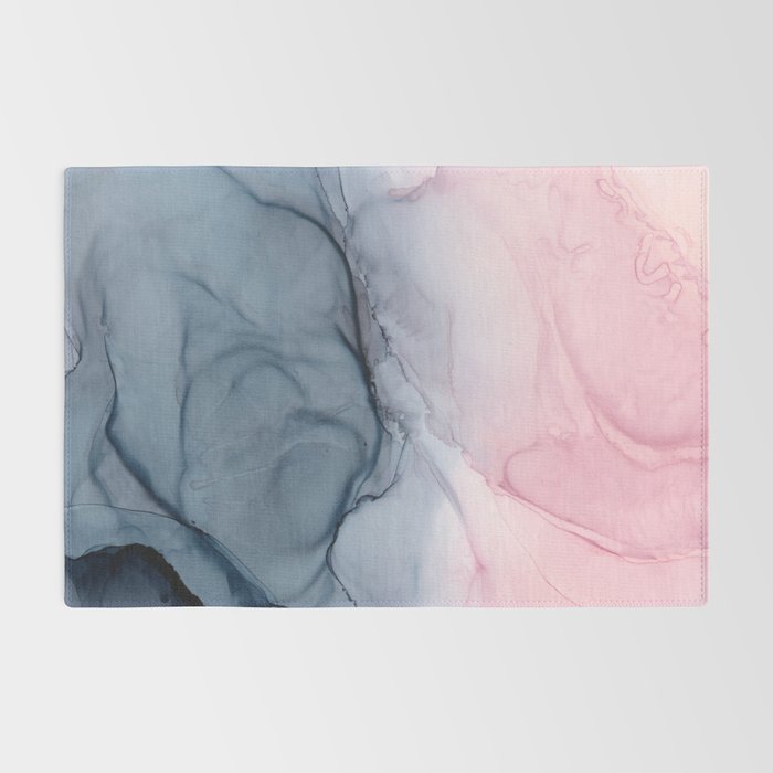 Blush and Payne's Gray Abstract Split Rug Gallery Image 2